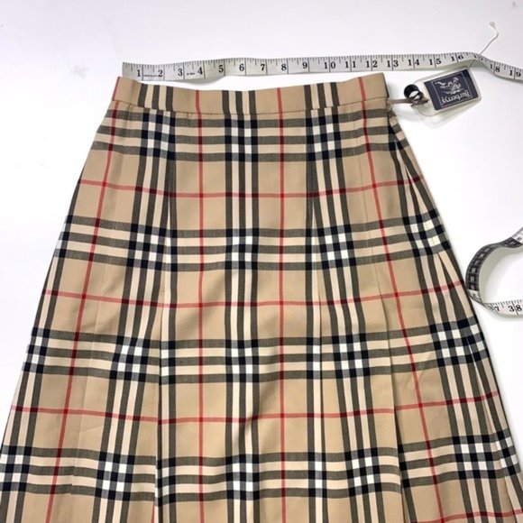 NWT Burberry Plaid Midi Skirt 100% Wool